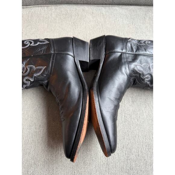 Justin Mens Black London Calf Leather Western Boots 13in Cowboy Black Sz 10.5 main image 13